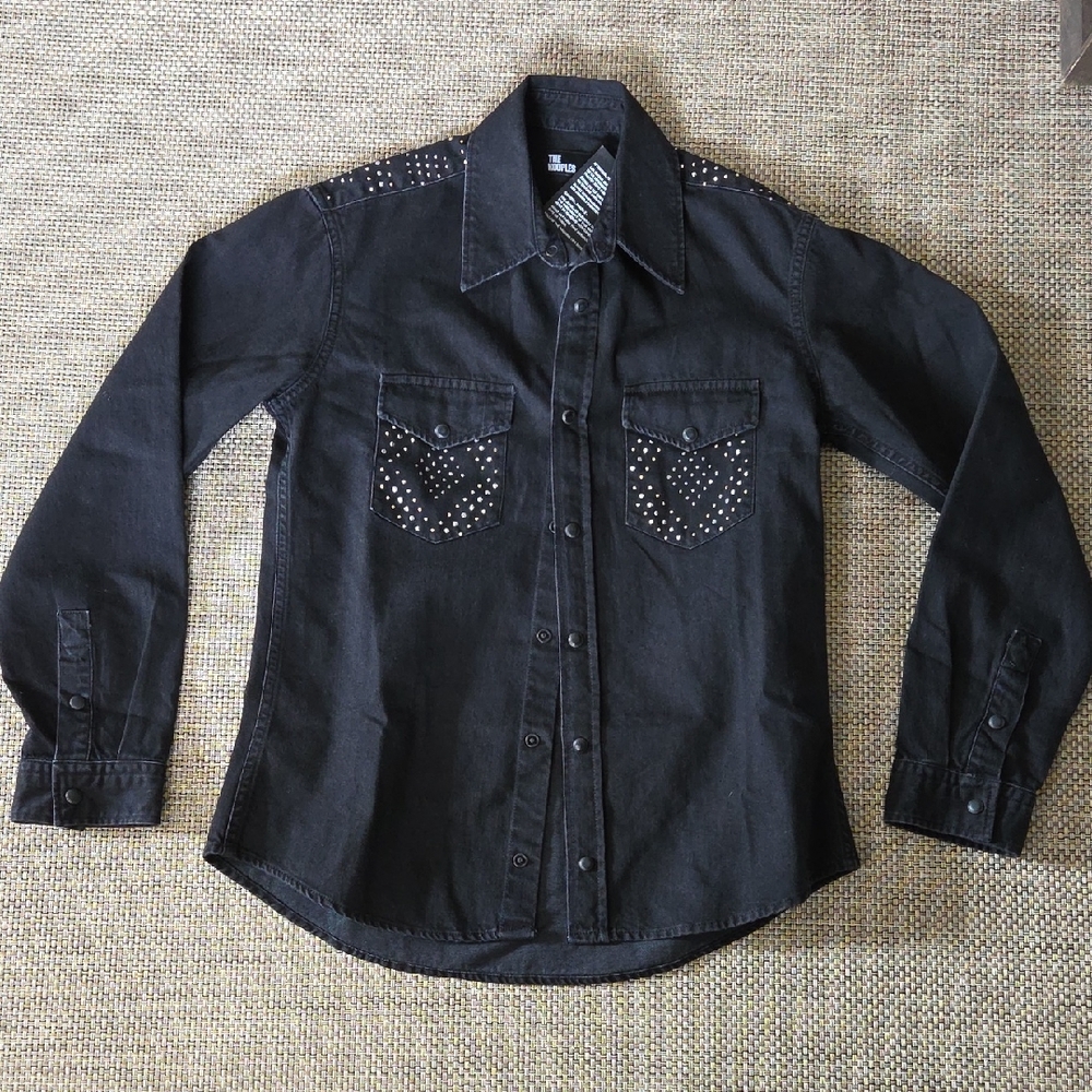 The Kooples Black Studded Button-Down Shirt - Picture 3 of 7